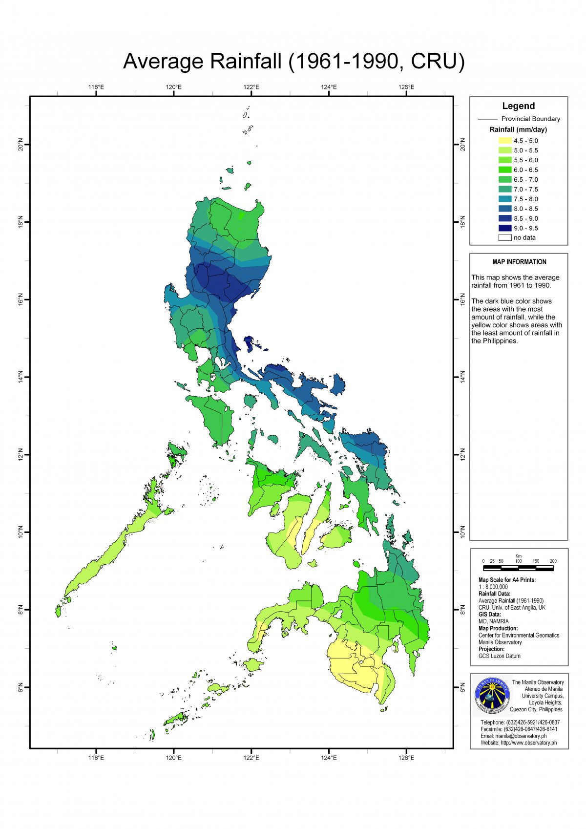 Average Rainfall_Philippines (CRU)_19611990 (Produced_2011
