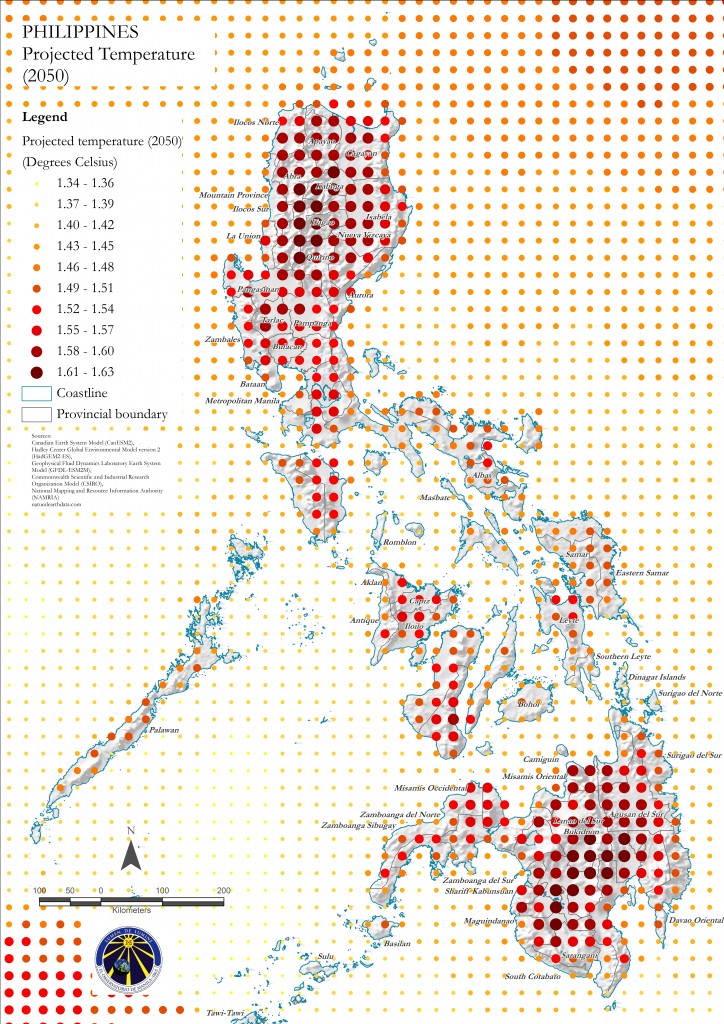 Projected Temperature_Philippines_2050 (Produced_2015) Manila Observatory Geoportal