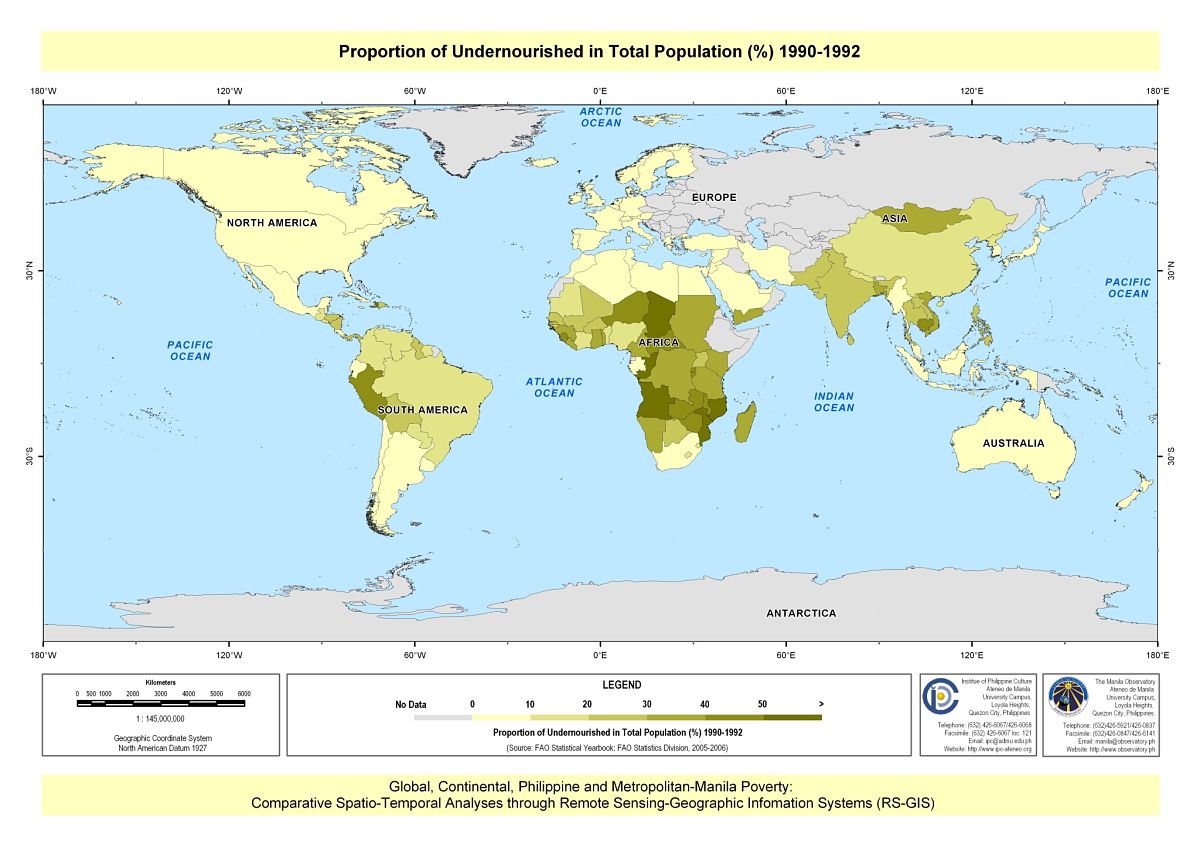 Proportion of Undernourished in Total Population (Percentage) 1990-1992 ...